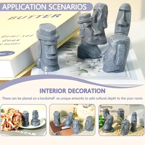 8 Pcs Miniature Moai Statue Easter Island Decor 25 Inch Resin Sculpture