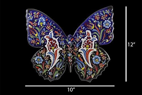 EliPOT 12 Inch Black Ceramic Butterfly Wall Sculpture
