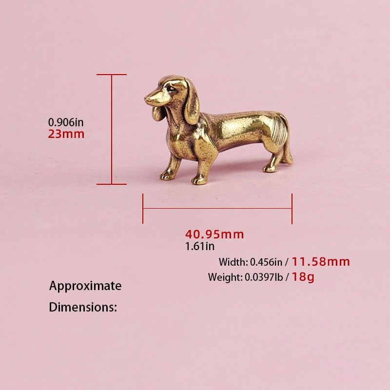 Solid Brass Dachshund Statue - Mini Decor Gift for Dog Lovers 2 Pack