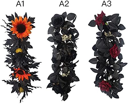 Belupai 24in Black Halloween Floral Swag Wreath
