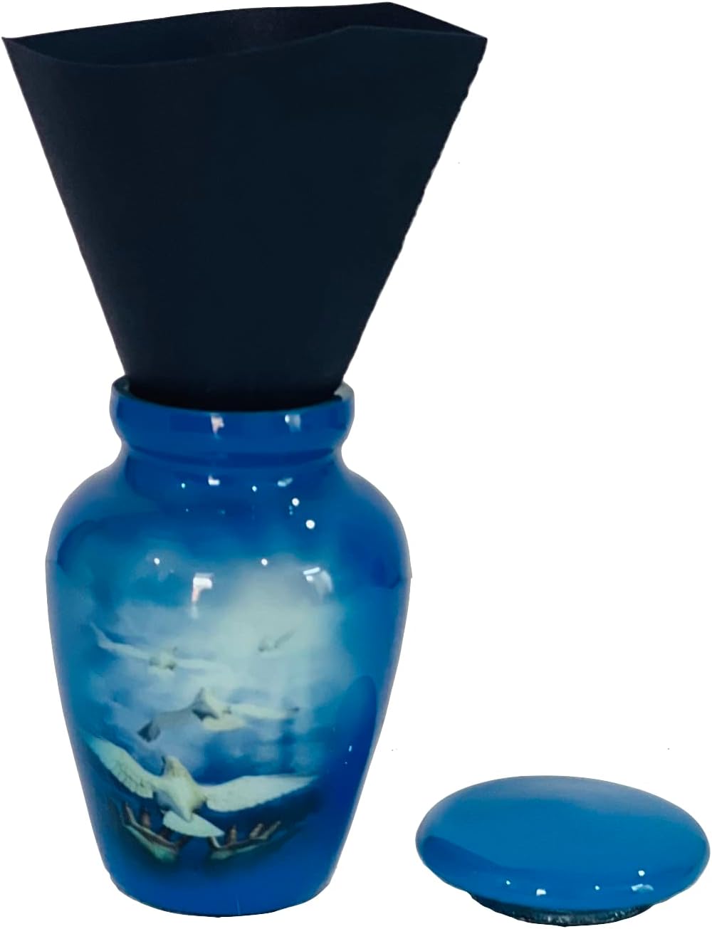Serenity Dove Painted Mini Cremation Urn - Solid Aluminum