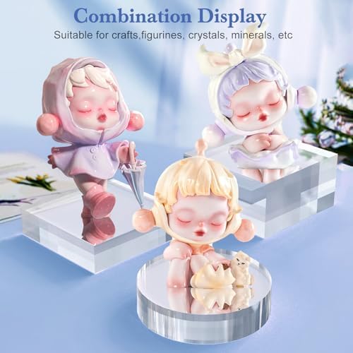 SAMYUCHO Acrylic Display Blocks 3x3x1 Inch 8 Pcs Stand for Jewelry Trophy Props