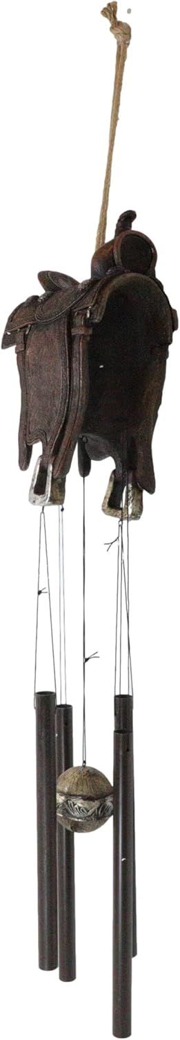 Ebros Gift Farm Country Rustic Horse Saddle Wind Chime