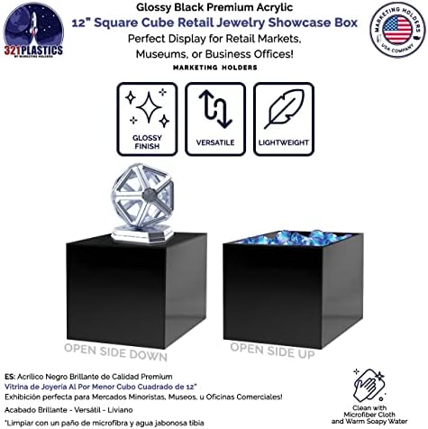 12 Inch Glossy Black Acrylic Display Riser Box