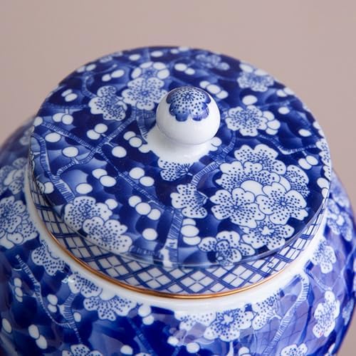 Ceramic Urn with Secure Lid and Beautiful Floral Design