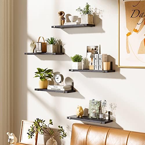 Fixwal Floating Shelves Set of 5 Black Wall Storage Shelves