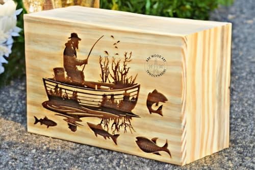 Fisherman Urn for Human Ashes Handmade Wood 250 LBS