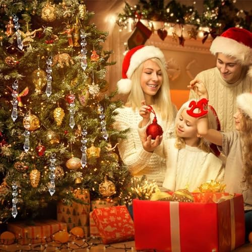 30PCS Christmas Crystal Ornaments - Clear Icicle Hanging Decor