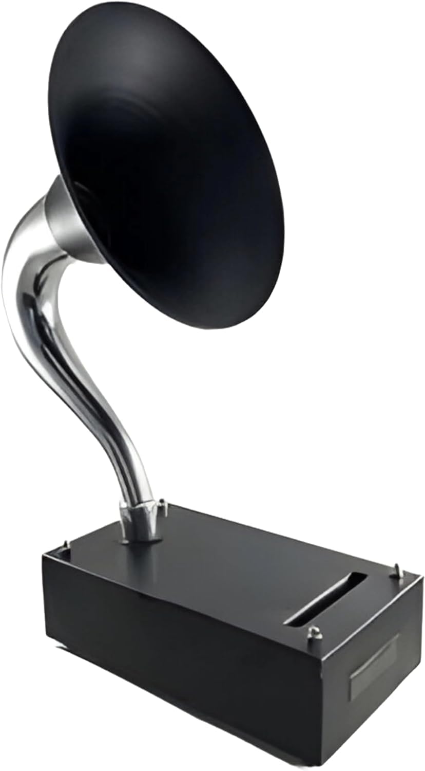Decorative Nostalgia Acoustic Gramophone Speaker for Smartphones Chrome Black