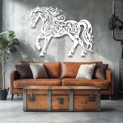 Flewfar Black Metal Horse Wall Art 28x20 Inches Unframed