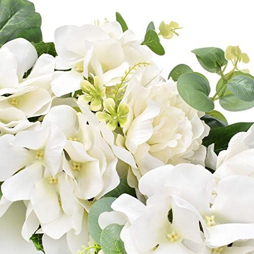 I-GURU Spring Wreath for Front Door Greenery Summer Door Wreaths with White Peony Flowers and Eucalyptus Decor