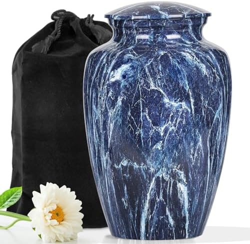 Premium Blue Marble Cremation Urn for Human Ashes