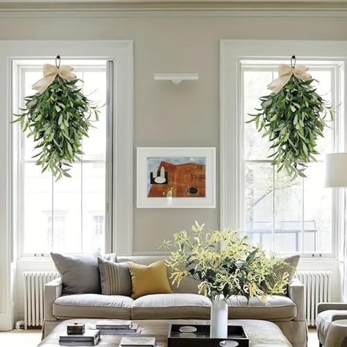 60cm Artificial Olive Teardrop Swag Wreath Decor