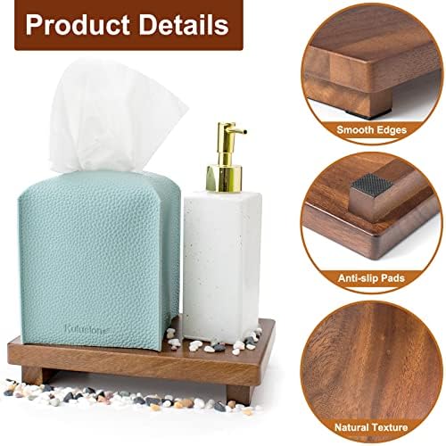 Wooden Pedestal Stand with Rubber Pads Decorative Soap Tray for Farmhouse Style Home Decor