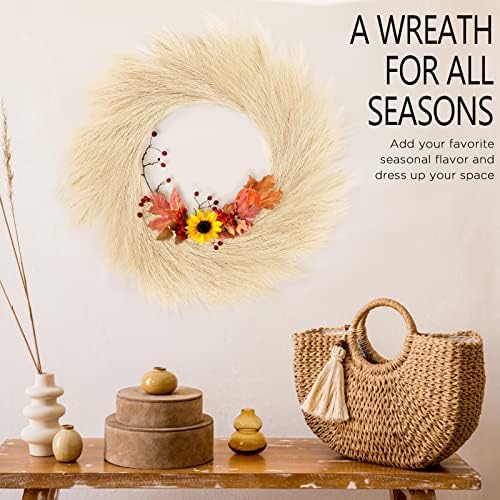 Hananona Artificial Pampas Grass Wreath 26 Beige