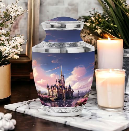 The Castle By The Blooming River Cremation Urn 10 Inch Adult Size