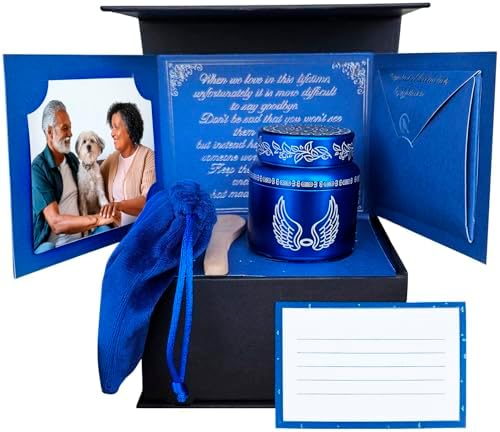 Blue Urn Mini Memorial Gift Set with Memory Frame and Sympathy Card