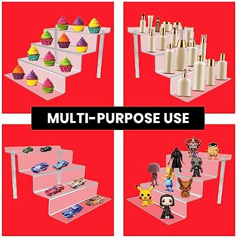 EVORETRO 4-Tier Display Riser Stand 2 Pack Shelf Organizer