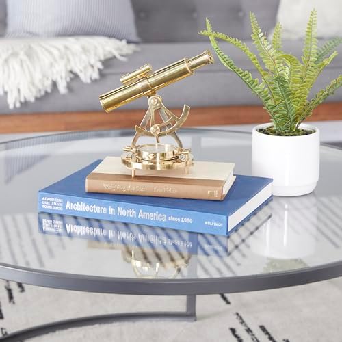 Deco 79 Brass Metal Telescope with Compass Base