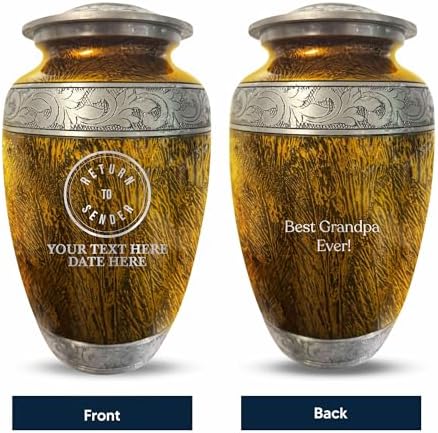 Personalized Large Adult Cremation Urn - Custom Engraved with Name Office Humor RTS Circle Design