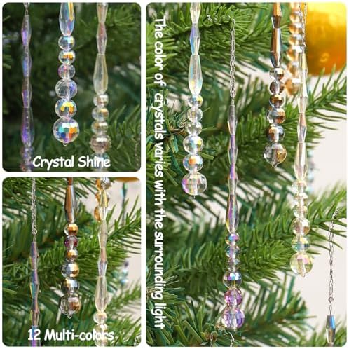 12pcs Crystal Icicle Christmas Tree Ornaments Multicolor