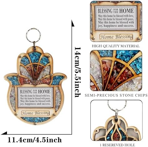 Wooden Hamsa Wall Decor with Gemstone Effect
