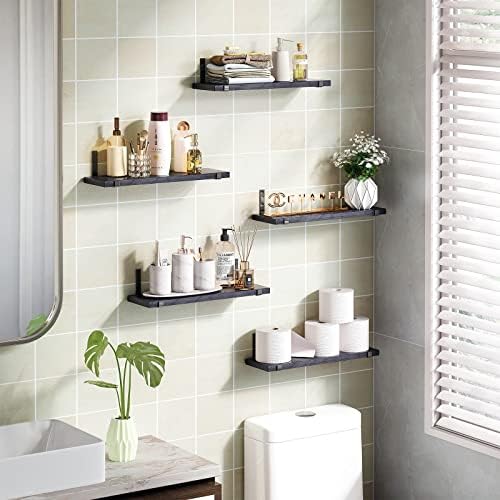 Fixwal Floating Shelves Set of 5 Black Wall Storage Shelves