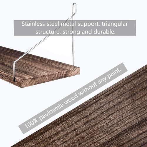 MITIME Floating Shelves Set of 3 Rustic Solid Wood Wall Storage Shelves