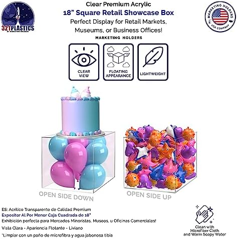 Acrylic Display Riser 18 Inch Tall Square Box Showcase