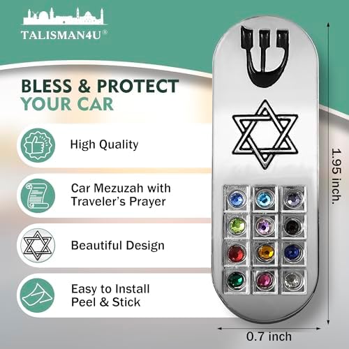 Protection Car Mezuzah with Prayer Scroll and Star of David Judaica Gift