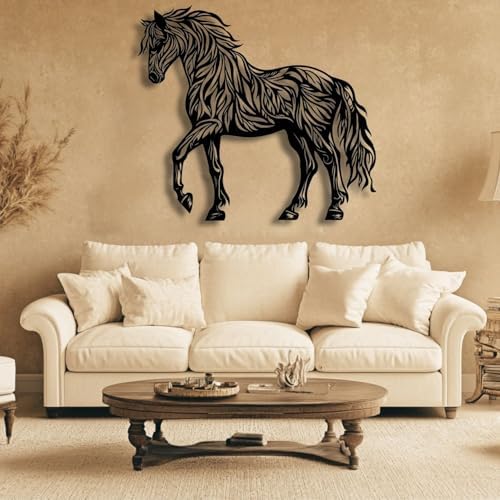 Flewfar Horse Wall Art Metal Steed Sculpture 19x19 Inch Unframed Decor