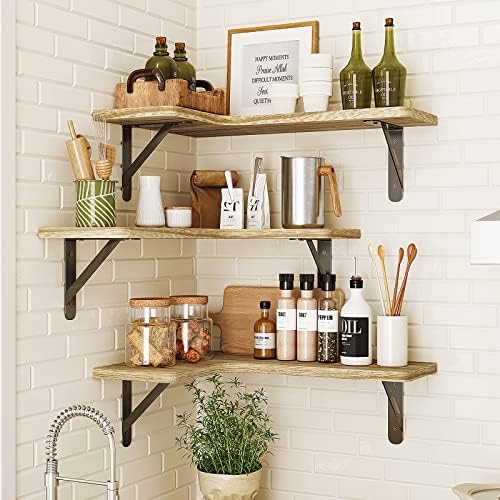 Fixwal Floating Corner Shelves Set of 5 Carbonized Black
