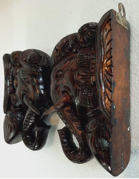 Blackperlcrafts 2 Pcs Big Wooden Elephant Wall Bracket Decor