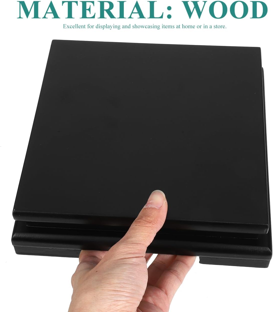 Cabilock Square Wood Vase Display Riser 7 Inch Black Wooden Tray Base for Home Decoration