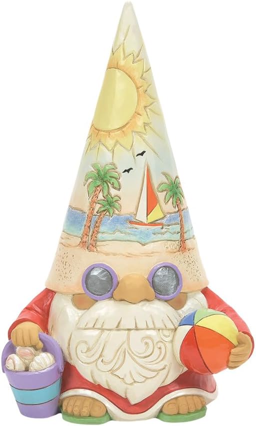 Heartwood Creek Coastal Gnome Figurine with Beachball and Sunset