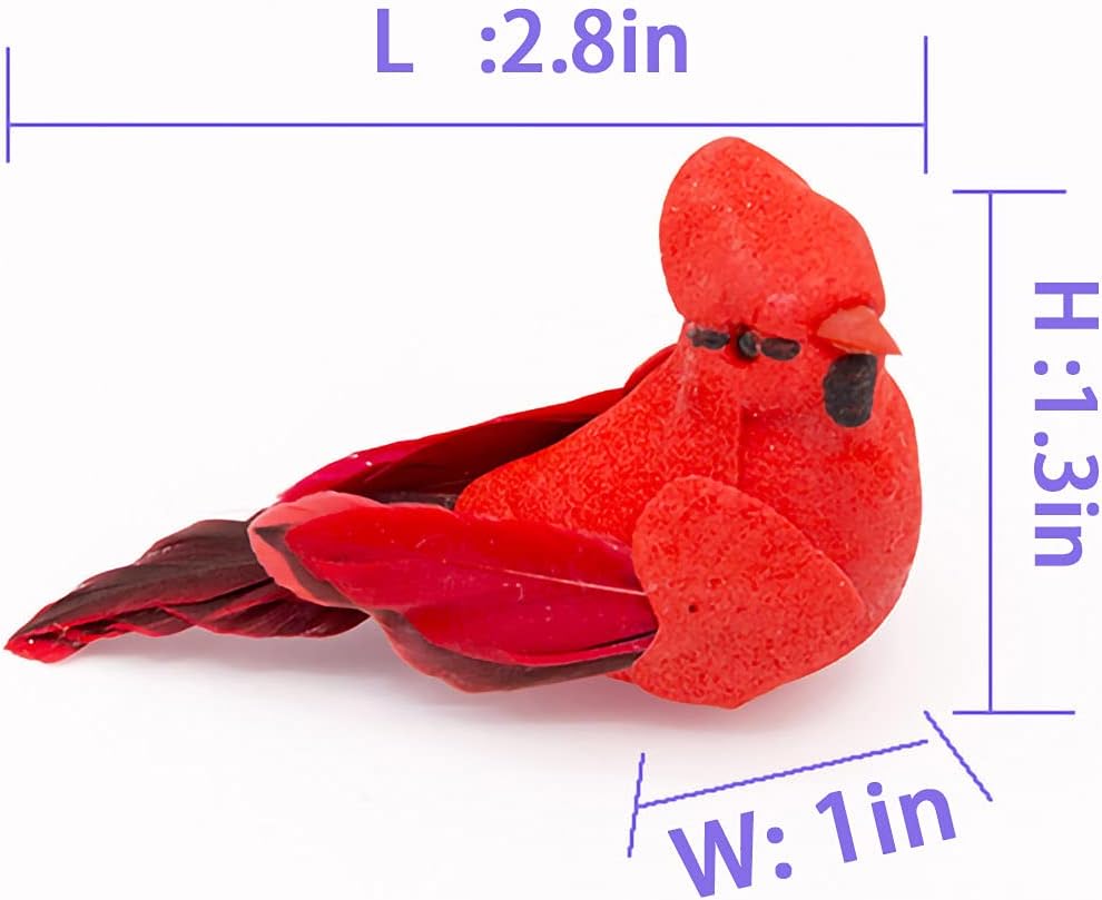 Berfutall Red Cardinal Clip On Christmas Tree Ornament - Set of 12