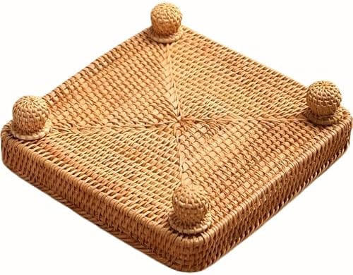 i-lan 9 Inch Square Rattan Riser Tray for Display