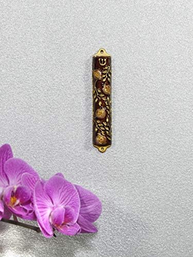 Bless This House Mezuzah Case Pomegranate Tree 4 Inch