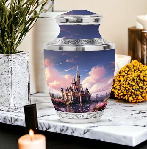 The Castle By The Blooming River Cremation Urn 10 Inch Adult Size