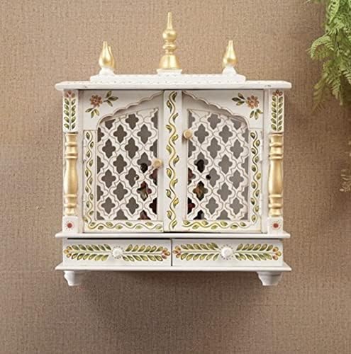 TAM Creatio Small Wooden Pooja Mandir Wall Hanging Decor for Home in USA