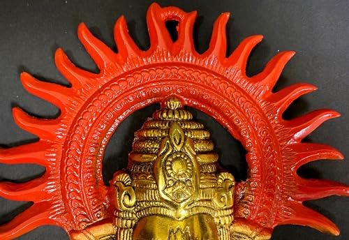 Ganesha Wall Hanging Decor 8 Inch Brass Sculpture