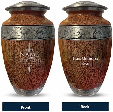 Personalized Large Cremation Urn for Ashes - Engraved with Name and Humorous Throne Design Brown