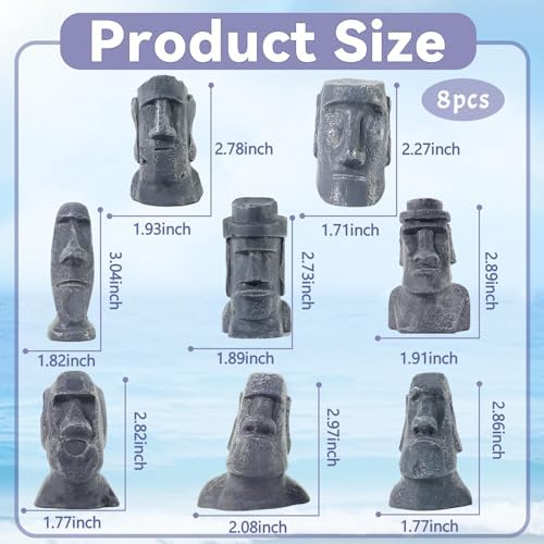 8 Pcs Miniature Moai Statue Easter Island Decor 25 Inch Resin Sculpture