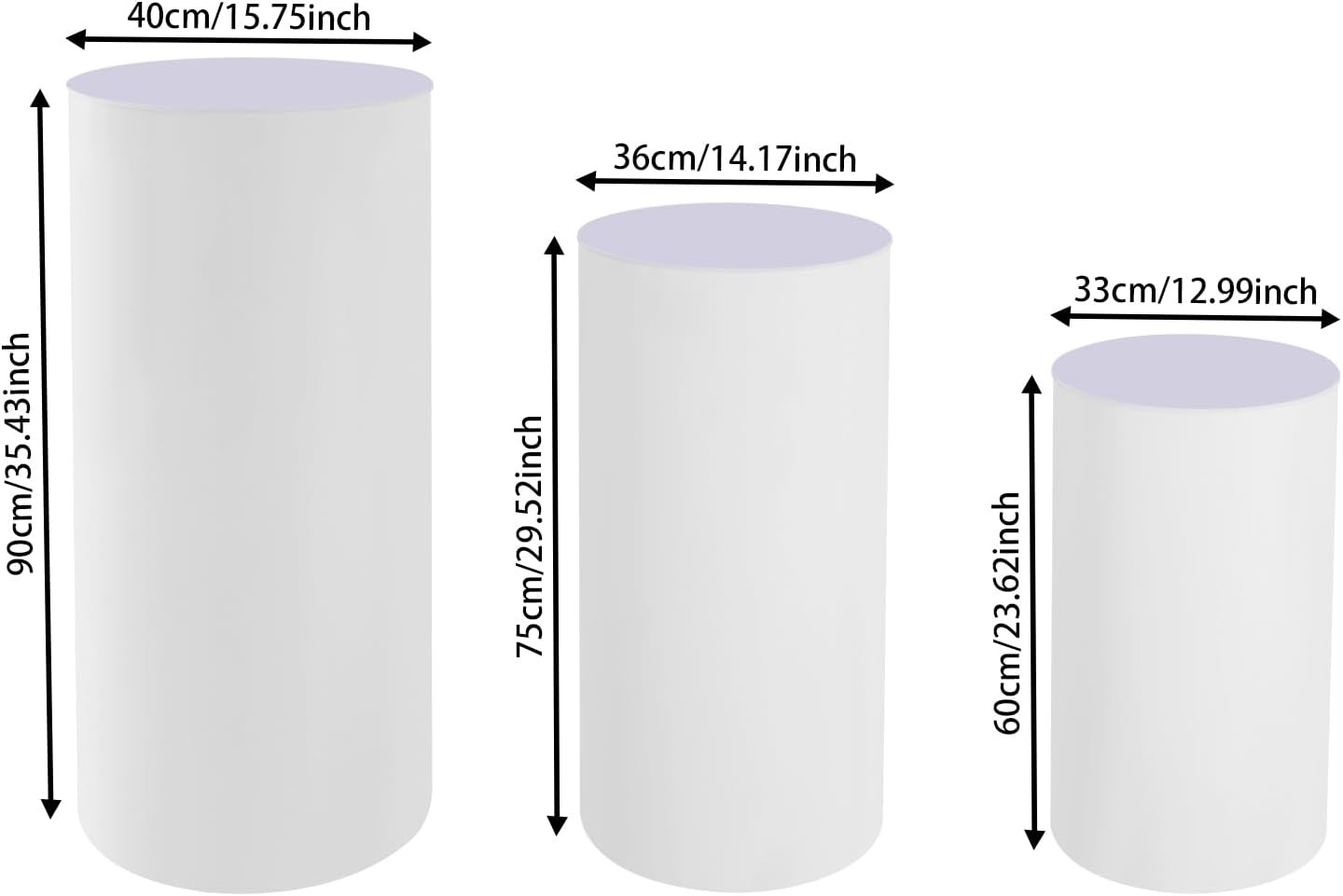 3Pcs Cylinder Pedestal Stands for Wedding Party Decor