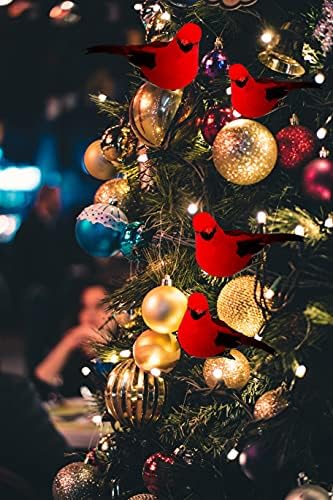 Berfutall Red Cardinal Clip On Christmas Tree Ornament - Set of 12
