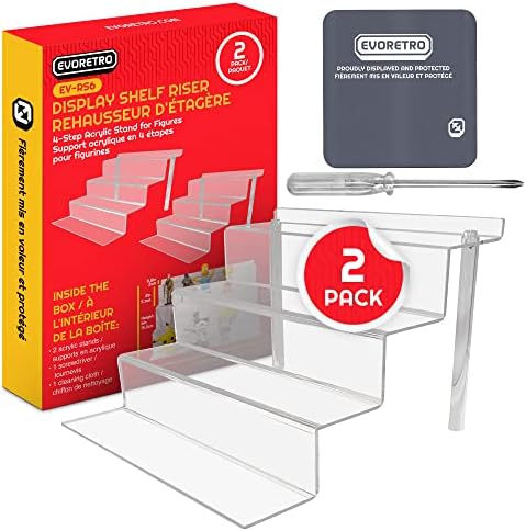 EVORETRO 4-Tier Display Riser Stand 2 Pack Shelf Organizer