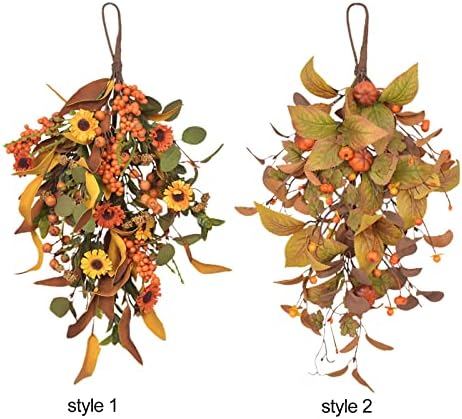 Fall Harvest Teardrop Swag Artificial Autumn Decor