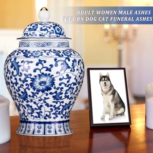 Small Blue Ceramic Cremation Urn for Adult Ashes