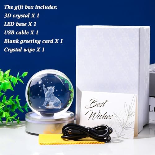 3D Crystal Cat Ball - Home Decor Night Light for Her Him