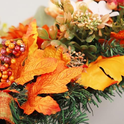 Artificial Fall Teardrop Swag Wreath for Front Door